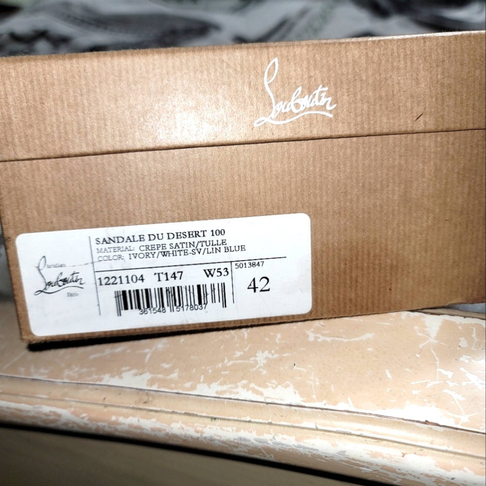 Authentic Christian Louboutin Crape Satin Tulle Sandle Du Desert 100 Ankle Wrap.